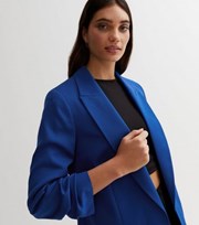 New Look Blue Ruched Sleeve Oversized Blazer